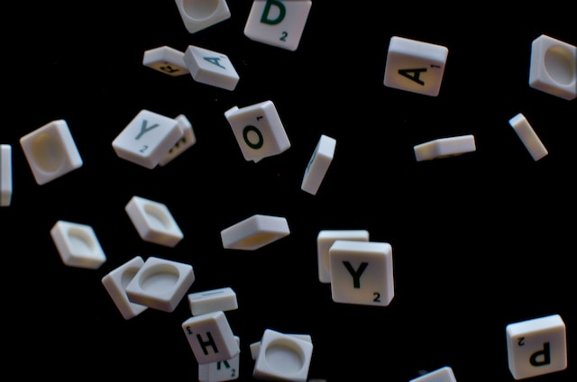 Scrabble tiles free falling
